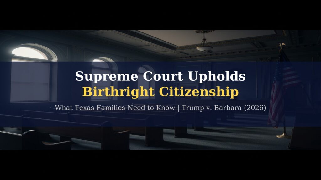 The Supreme Court Just Upheld Birthright Citizenship — Here Is What That Means for Your Family in Texas