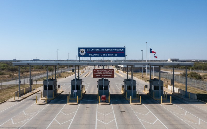 US port of entry border crossing where Canadian TN visa applicants present their documentation to CBP officers