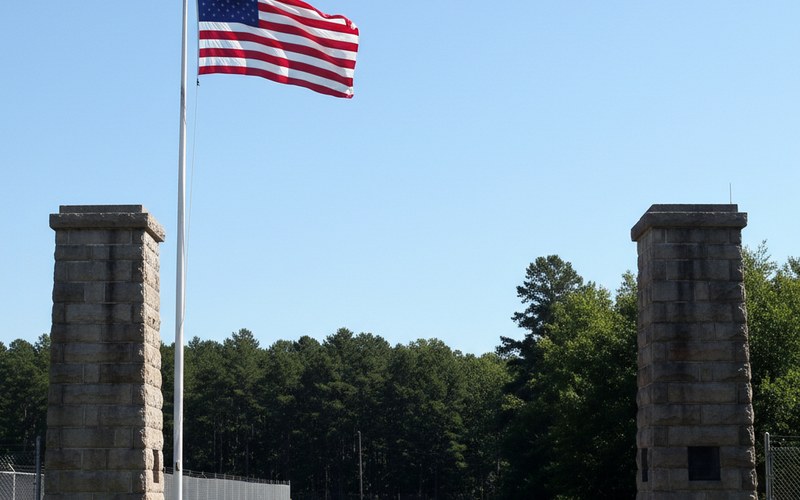 U.S. military base entrance gate representing service member family immigration