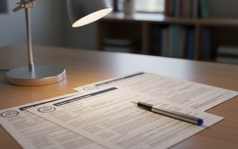 USCIS immigration application forms on a desk in Houston