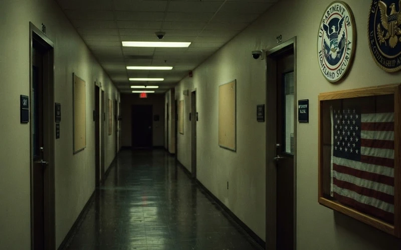 Interior of a US immigration office in Houston where adjustment of status cases are processed