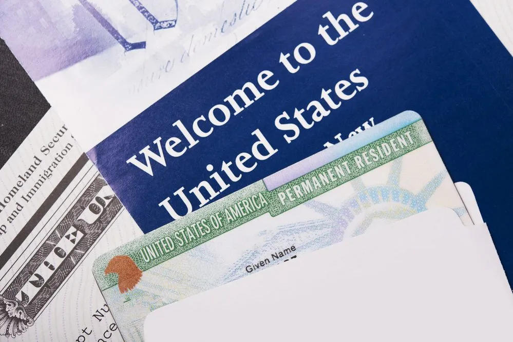 Permanent resident card with Welcome to the United States booklet